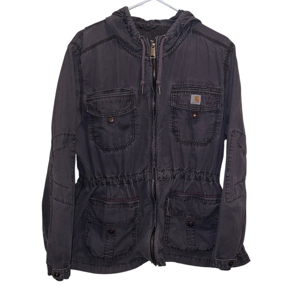 Carhartt El Paso Utility Jacket Hooded Field Coat Cinched Waist Grey- Size XL - Picture 5 of 12